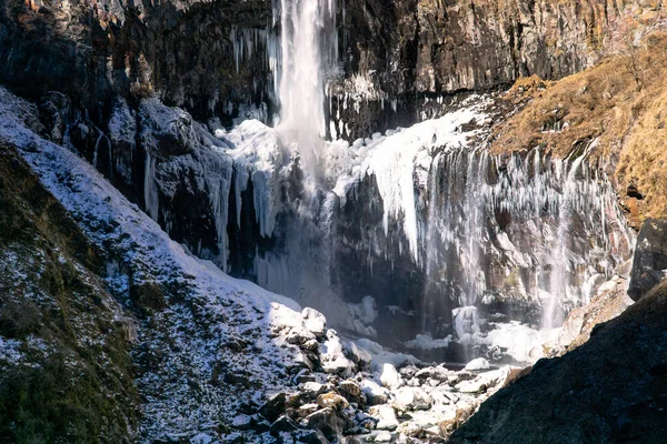 Kegonský Vodopád Jezera Chuzenji Zimním Období Turistická Destinace Národním Parku — Stock fotografie