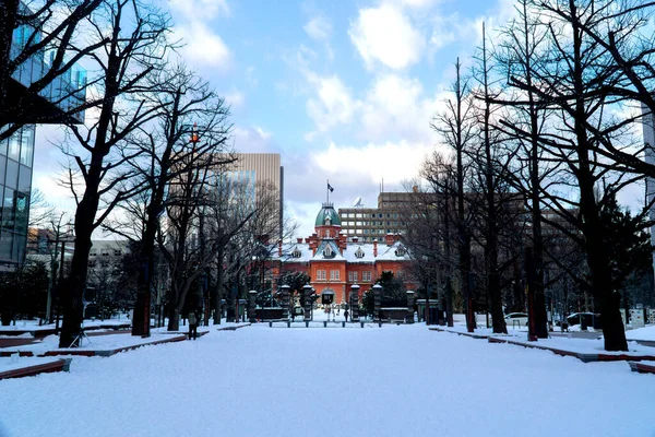 Former Sapporo Government Office Red Brick Building Winter Season Snow — Stok fotoğraf