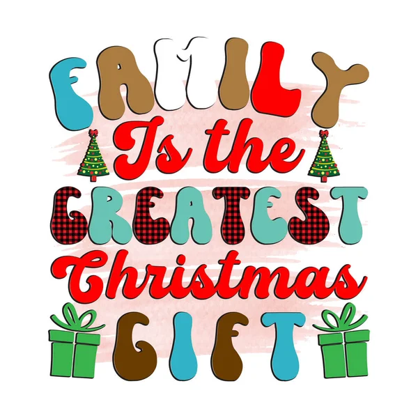 Família Maior Presente Natal Groovy Retro Natal Shirt Design Com —  Vetores de Stock