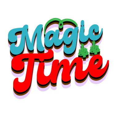  Magic Time Groovy Retro Noel tişörtü tasarımı beyaz arkaplan,