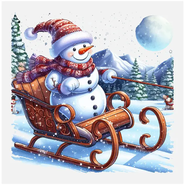 Kızak Binişi dosyası, Noel Sahnesi, Noel Baba, Noel Tatili, Vektör İllüstrasyon Dosyası
