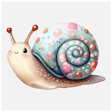 Şirin Salyangozlar Suluboya PNG Süblimleşmesi