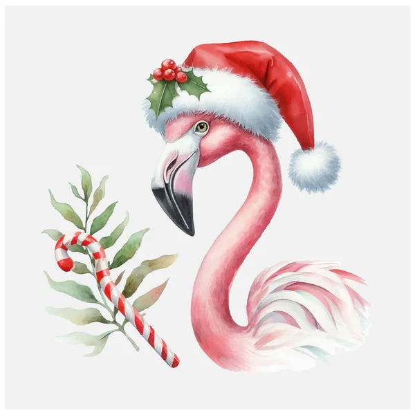 Aquarelle Flamingo Fichier Vectoriel Noël Illustration De Stock