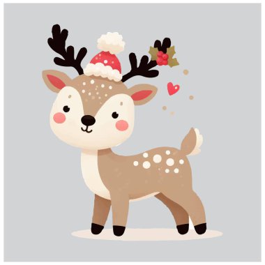 Şirin Noel Ren Geyiği Vektör Dosyası