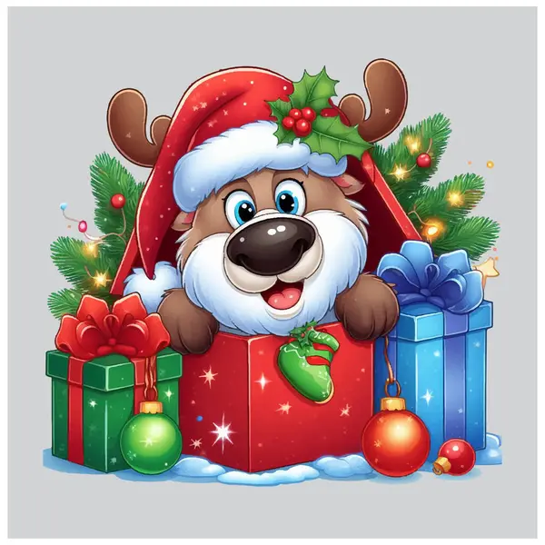 Funny Christmas Peeking Fichier Vectoriel Illustration De Stock