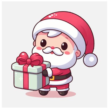 Hediye Kutusu vektör dosyasıyla şirin Noel Baba