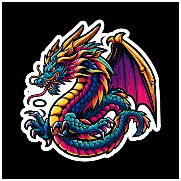 Ejderha renkli etiket vektör dosyası, Küçük Ejderha. Çıkartma çıkartmalı güzel ejderha, barbekü tarzında. Aşk çizimi. Şeffaf arkaplan ile png dosya illüstrasyonu. Pembe renk