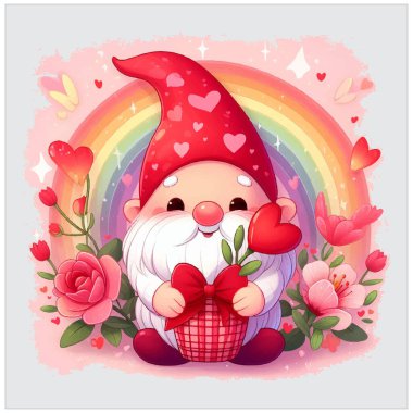 Cüce Sevgililer Günü Gökkuşağı vektör dosyası