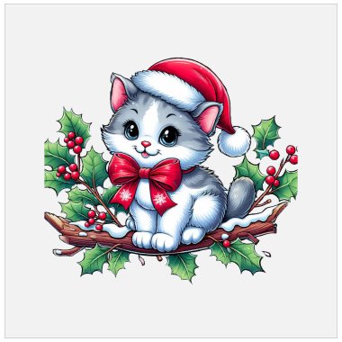 Christmas Cat vektör dosyası