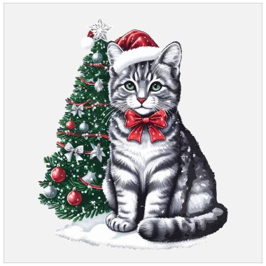 Christmas Cat vektör dosyası