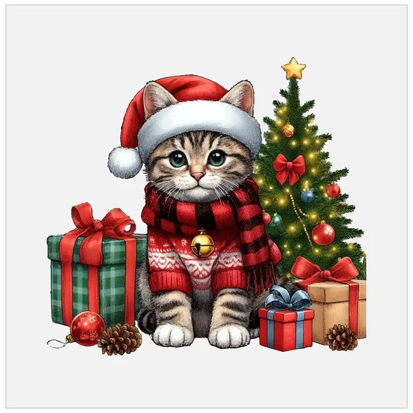 Christmas Cat vektör dosyası