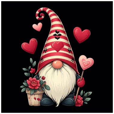 Valentines Gnomes vektör tasarımı, Valentines Gnomes vektör dosyası