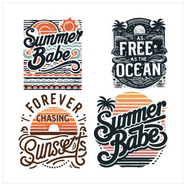 Retro Summer deniz kızı tişörtü tasarımı