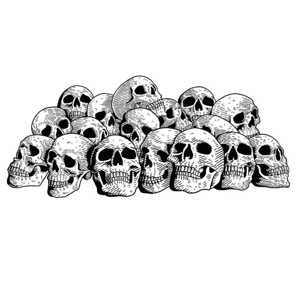a pile of skulls digital drawing