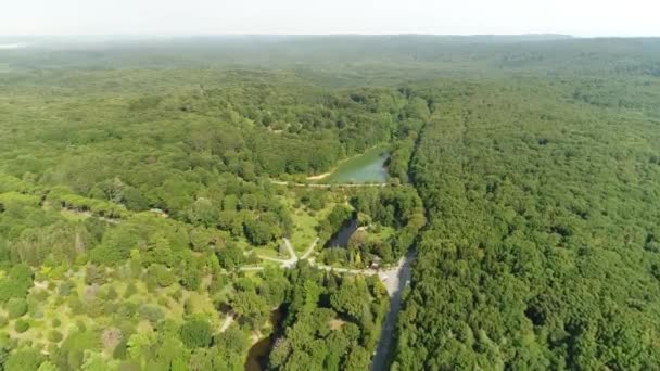 Waldluft Epischer Blick Luftaufnahme Von Wald Und Seenlandschaft Atatürk Arboretum — Stockvideo