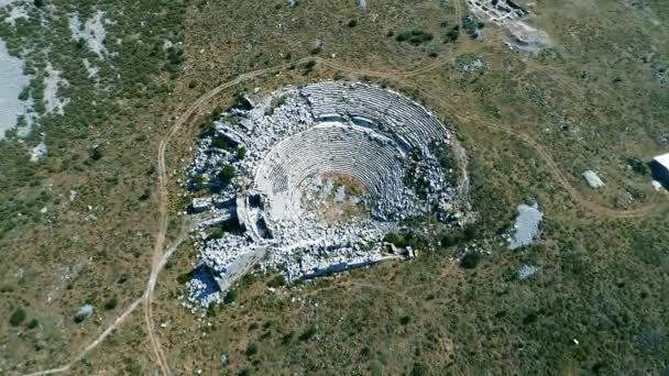 Sagalassos古城无人机视频 Burdur土耳其 古旧尼布甲尼的遗址景观 — 图库视频影像