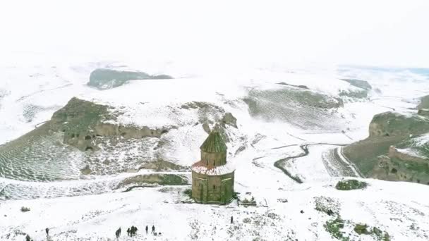 Vista Aérea Ruinas Ani Temporada Invierno Kars Turquía — Vídeos de Stock