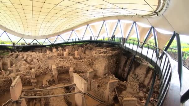 Gobeklitepe Panaromisk Utsikt Gobeklitepe Arkeologisk Utgrävningsplats Som Ligger Nära Sanliurfa — Stockvideo