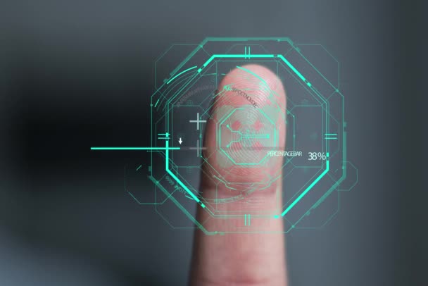Sicherheitszugangskontrolle Futuristische Persönliche Identifikation Biometrisches Authentifizierungskonzept — Stockvideo