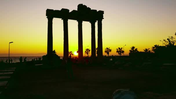 Incríveis Restos Antigos Templo Apolo Região Antalya Turquia Side — Vídeo de Stock