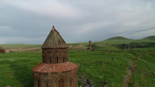Kostel Gregorije Ani Karsi Letecký Pohled Ani Zničená Středověká Arménská — Stock video