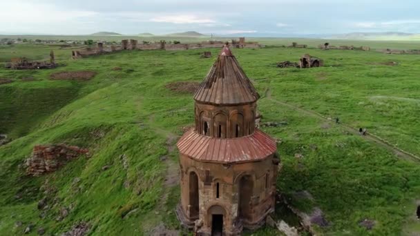 Ani Ruins Karsi Letecký Pohled Ani Zničená Středověká Arménská Zřícenina — Stock video
