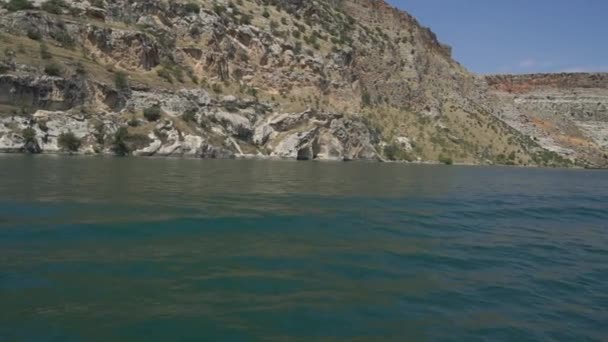 Vista Del Traghetto Vela Sul Fiume Azzurro Sul Fiume Eufrate — Video Stock