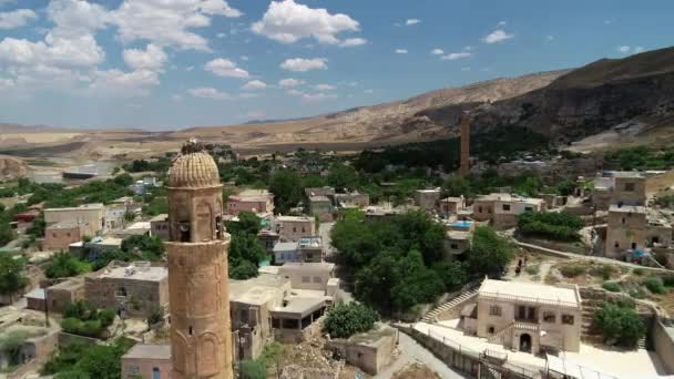 Flygdrönare Utsikt Över Den Antika Staden Hasankeyf Tigris Floden Dicle — Stockvideo