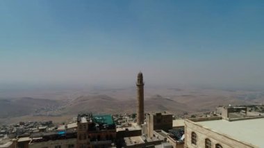 Mardin eski şehir manzarası, Orta Doğu Mezopotamya 'da, hava manzarası.