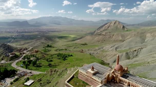 Nagranie Drona Ishak Pasha Palace Wielkanocnej Turcji Pobliżu Góry Ararat — Wideo stockowe