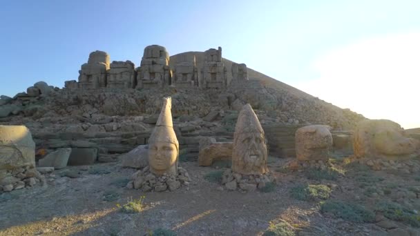 Mount Nemrut Resterna Stenskulpturer Som Tillhör Commagene Riket — Stockvideo