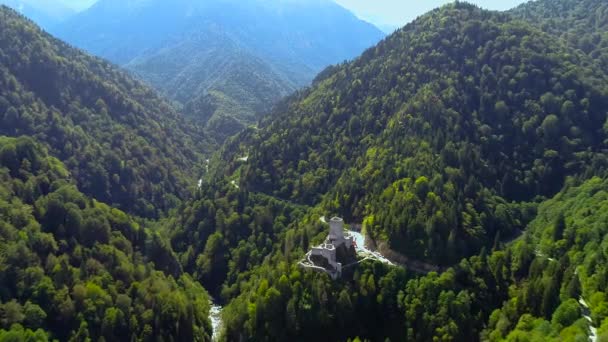 Luchtfoto Zilkale Castle Camlihemsin Rize Zilboerenkool Werd Gebouwd Een Steile — Stockvideo