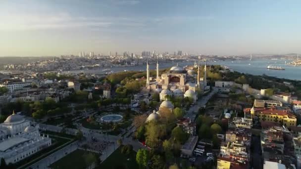 Ayasofya Santa Sofía Vista Aérea Con Dron Desde Estambul — Vídeo de stock