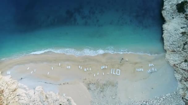 Widok Lotu Ptaka Fale Uderzające Plażę Kaputaj Plaża Kaputas Antalya — Wideo stockowe