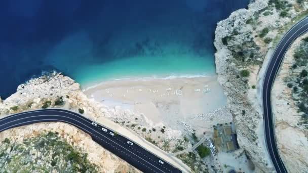 Pemandangan Udara Pantai Kaputas Distrik Kas Antalya Dengan Drone Pemandangan — Stok Video