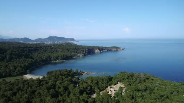 Pandangan Udara Tentang Sifat Yang Sempurna Dari Semenanjung Phaselis Antalya — Stok Video