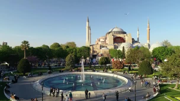 Ayasofya Hagia Sophia Luchtfoto Met Drone Uit Istanbul — Stockvideo