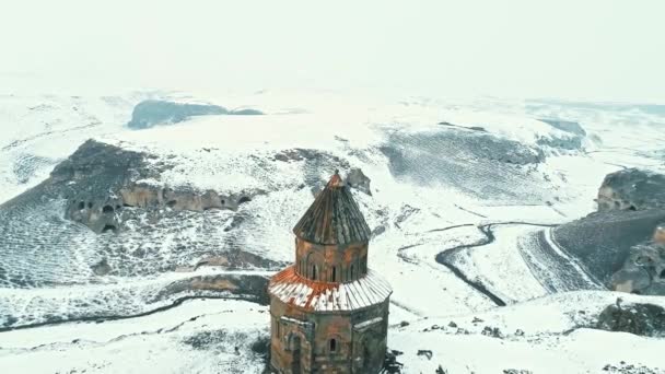 Pemandangan Udara Kars Ani Ruins Footage Turki Ani Harabeleri — Stok Video