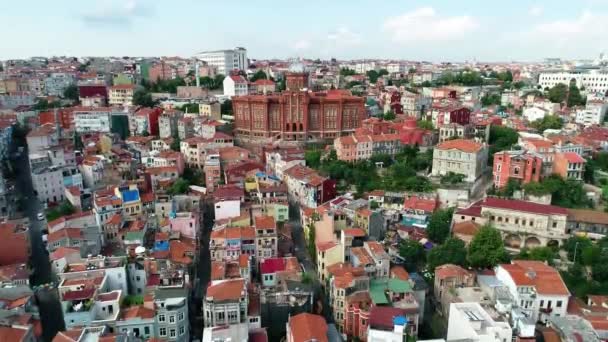 Pandangan Drone Terhadap Fener Rum Orthodox College Bahasa Turki Fener — Stok Video