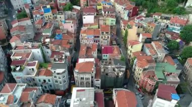 Hava manzaralı Balat ilçesi sokakları, Fener-Rum Ortodoks Koleji, İstanbul