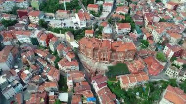 Hava manzaralı Balat ilçesi sokakları, Fener-Rum Ortodoks Koleji, İstanbul