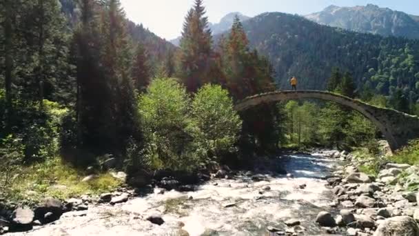Исторический Вид Каменный Мост Ризе — стоковое видео