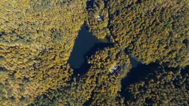 空中俯瞰着湖上的秋景 耶迪格勒 七湖在秋天的色彩 — 图库视频影像