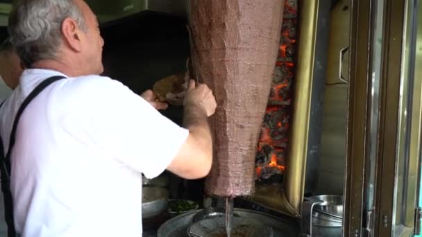 Plat Traditionnel Turc Délicieux Donateur Iskender Kebab Nourriture Régionale Turque — Video