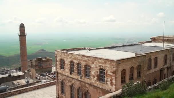 Luchtfoto Van Mardin City Een Prachtige Stad Mesopotamië Historische Stad — Stockvideo