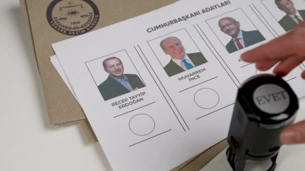 Mai 2023 Türkei Mai 2023 Präsidentschaftswahlen Der Türkei Stimmzettel Und — Stockvideo