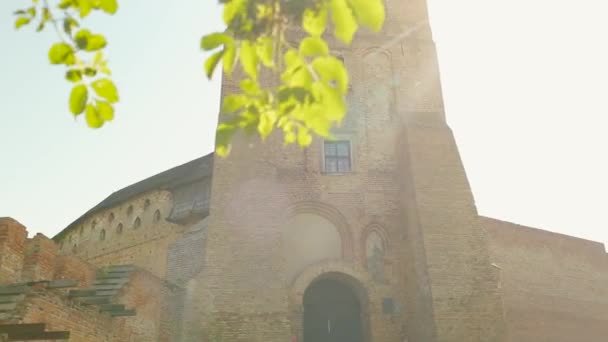 Castello Del Medioevo Brick Astle Castello Che Fondato Nel Xiv — Video Stock