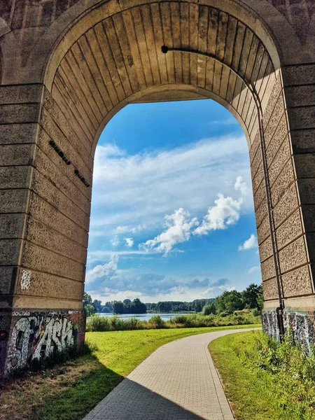 stock image Bielefeld Viaduct at Obersee high and long bridge for the railway. High quality photo