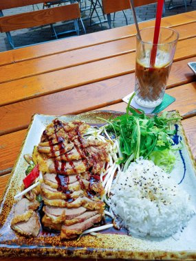 Vietnam ördeği ve pilav. Yüksek kalite fotoğraf