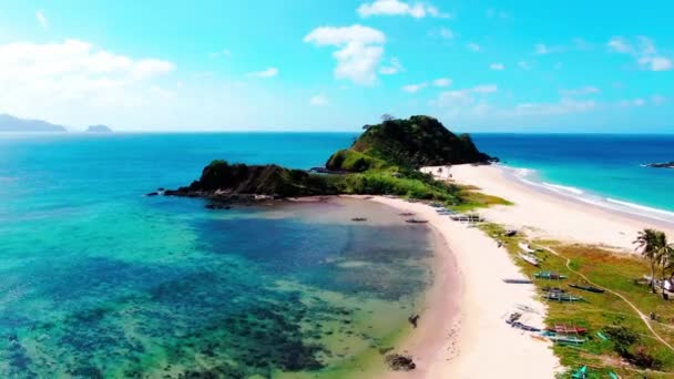 Nido Nacpan Twin Beach Palawan Fülöp Szigetek Drone Shot Tropical — Stock videók